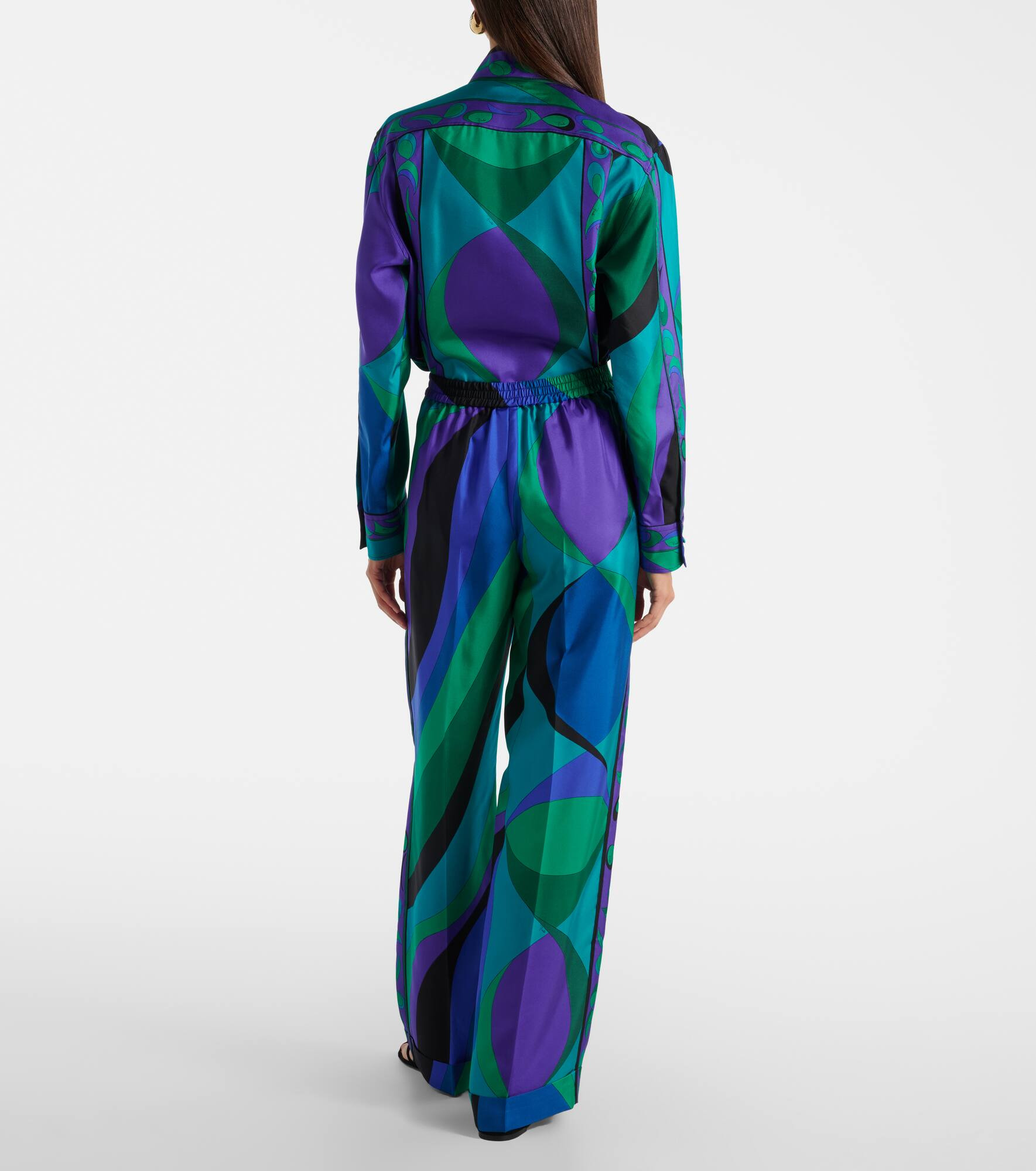 Printed silk wide-leg pants - 3