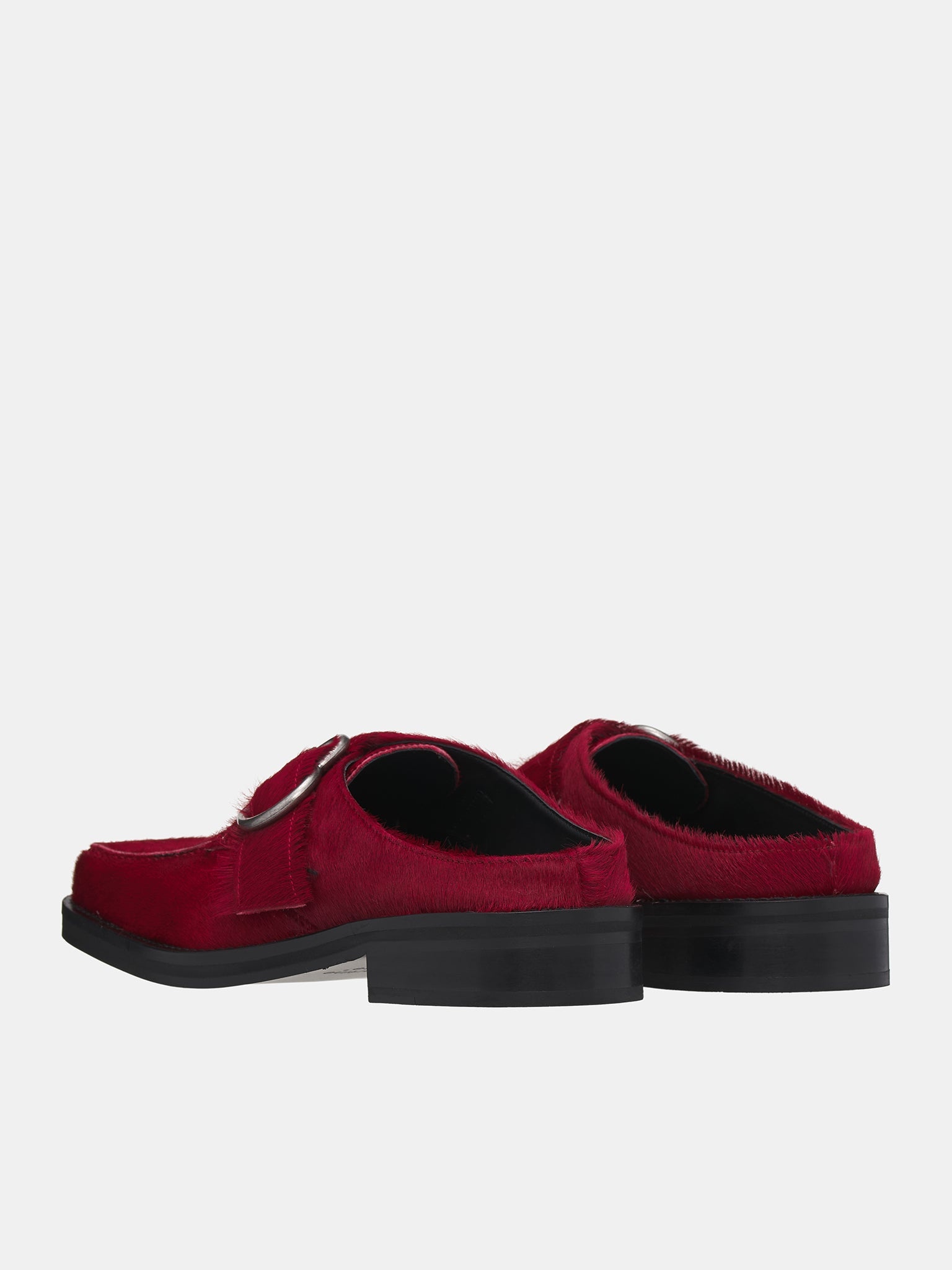 Square Toe Buckle Mules - 5
