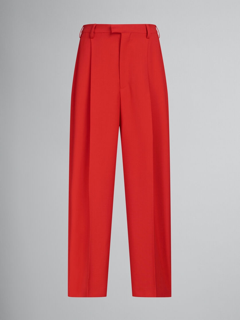RED TROPICAL WOOL TAILORED TROUSERS - 1
