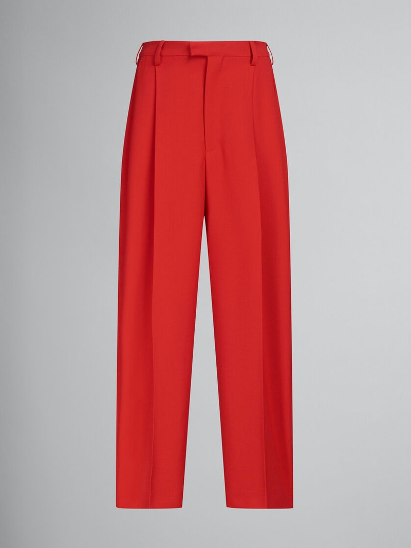 RED TROPICAL WOOL TAILORED TROUSERS 1