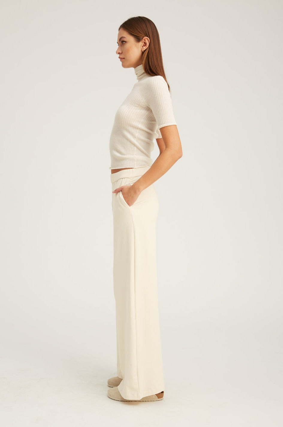 ECRU CITY WIDE LEG PANTS - 2