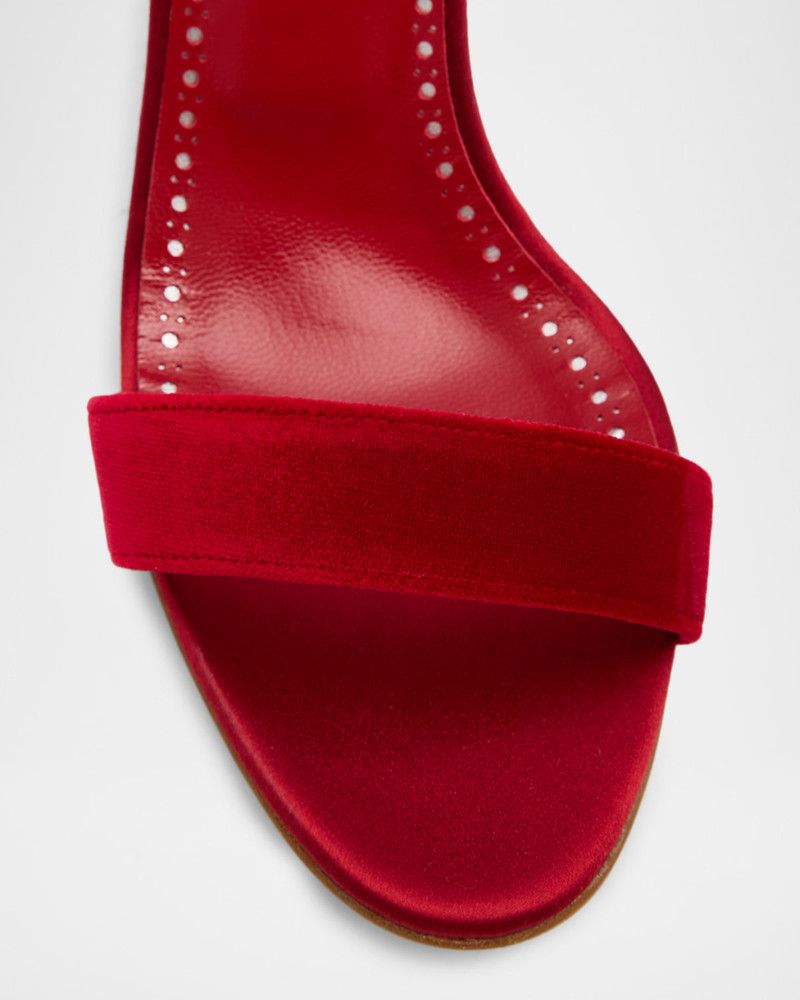 90mm Tulisan Embellished Velvet Sandals 6