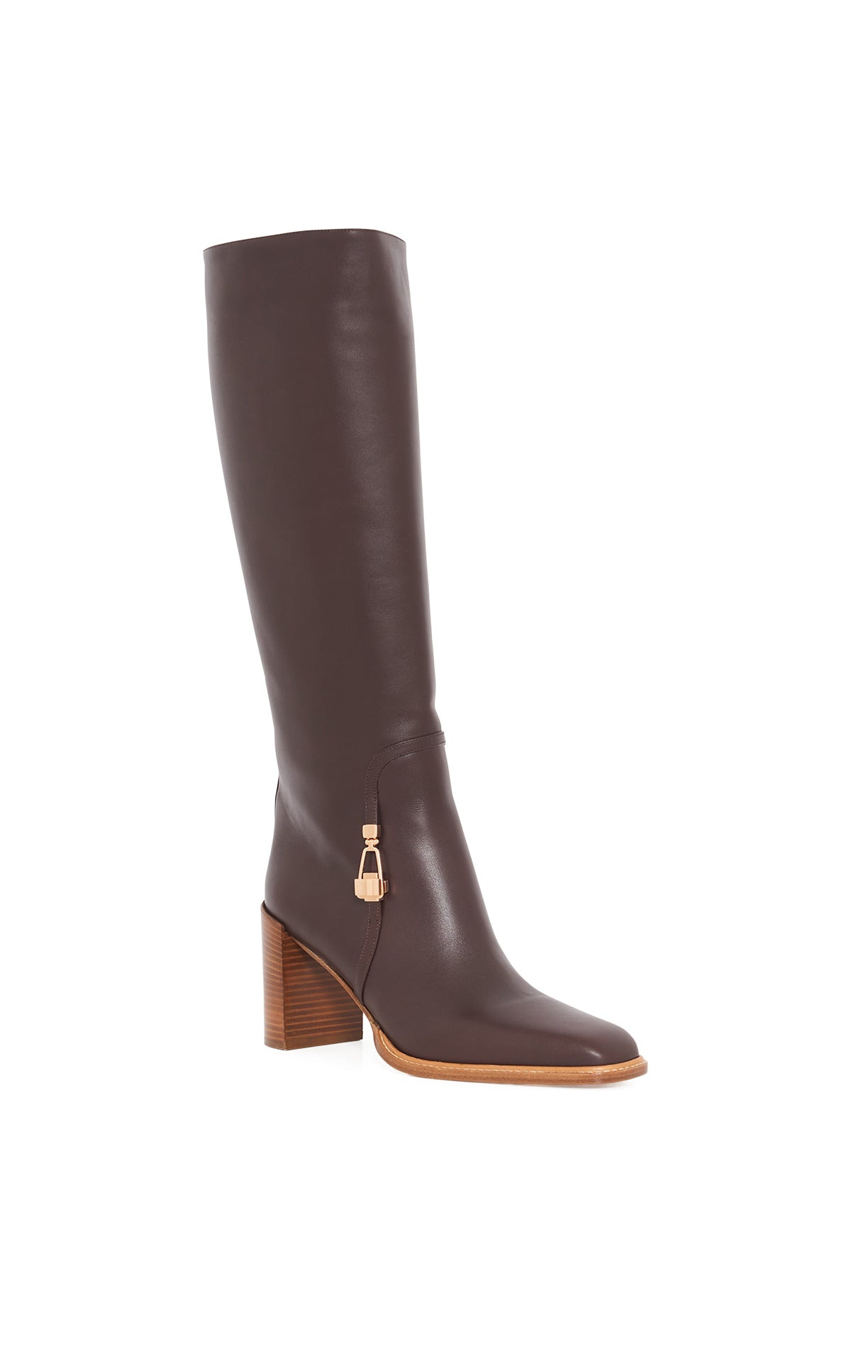 Nina Clasp Tall Boot in Dark Chocolate Leather - 2