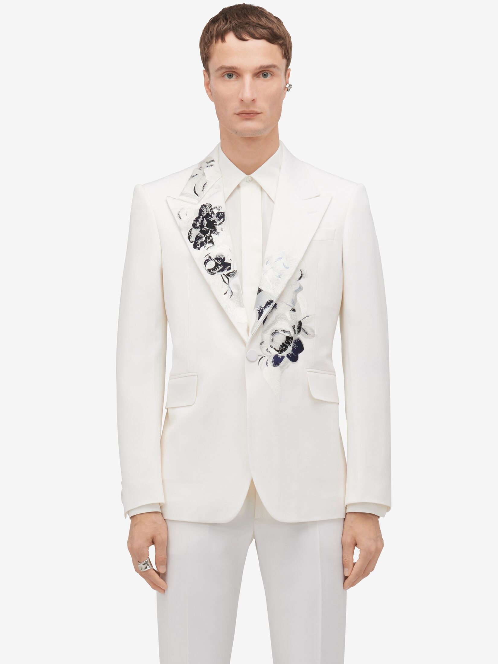 Men's Dutch Flower Single-breasted Jacket in Soft White - 5