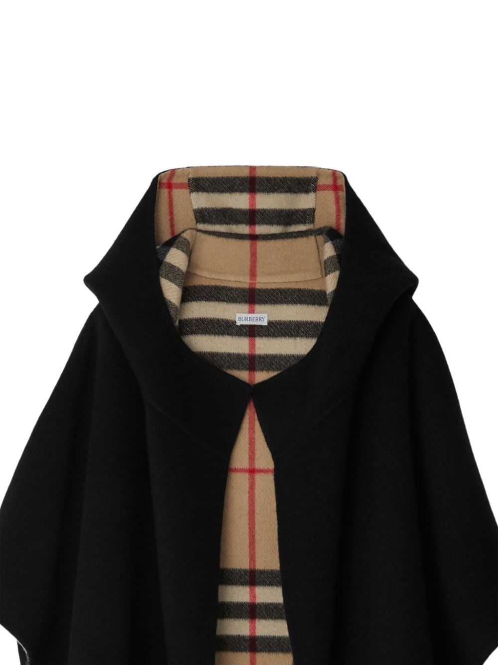 Check motif cashmere cape - 2