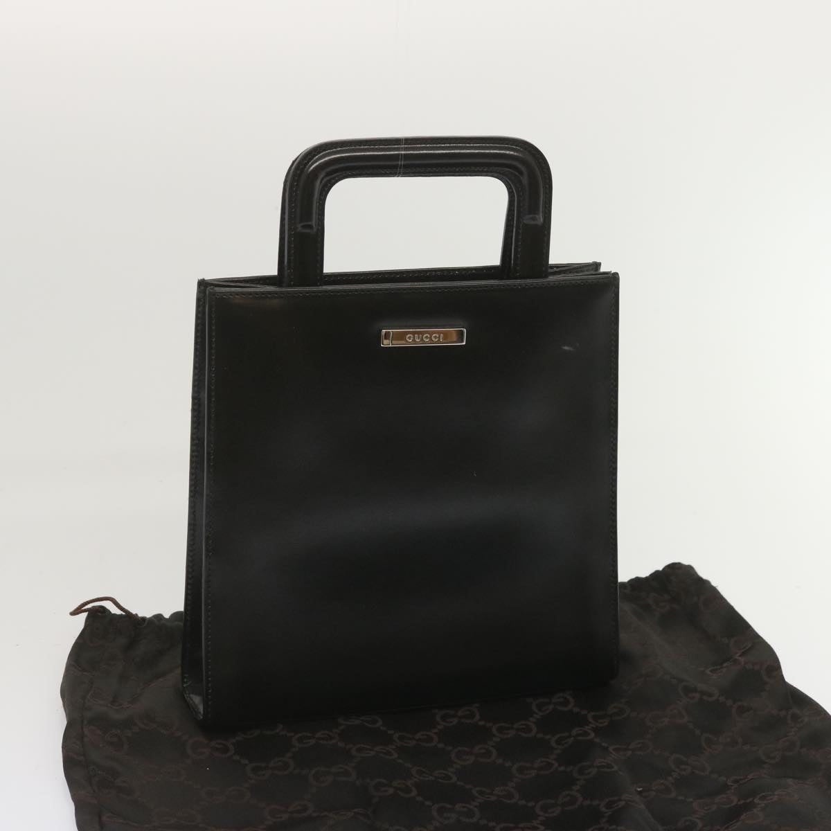 GUCCI Hand Bag Leather Black - 12