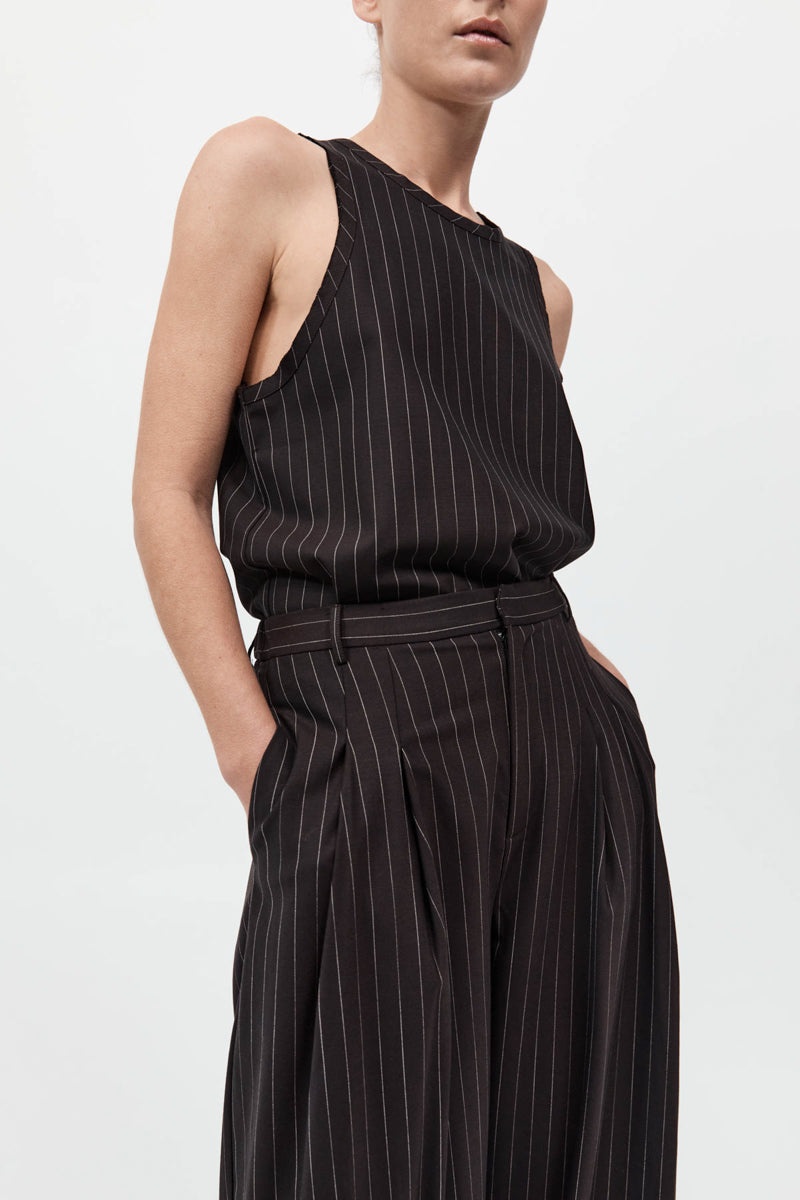 Wool Pinstripe Tank - Mahogany Stripe - 3