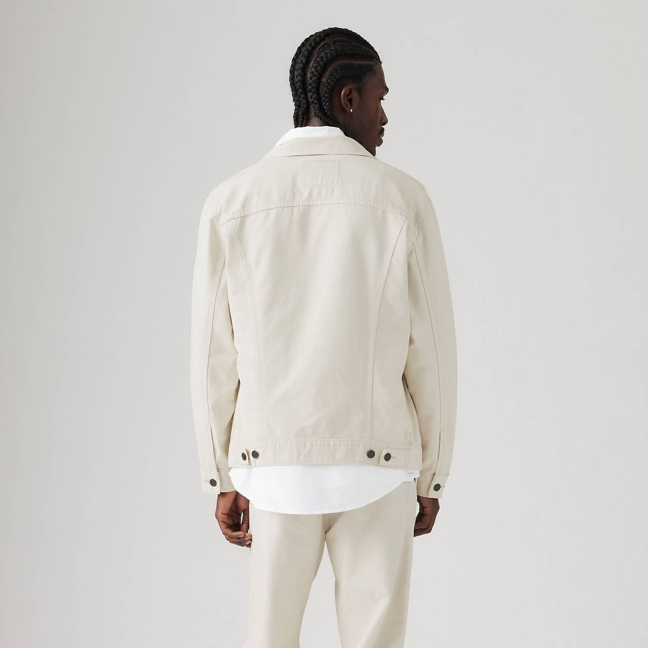 RELAXED FIT LINEN+ DENIM TRUCKER JACKET - 4