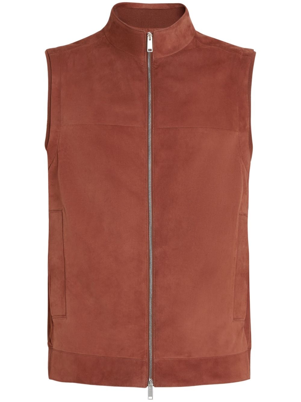two-way zippered leather vest - 1