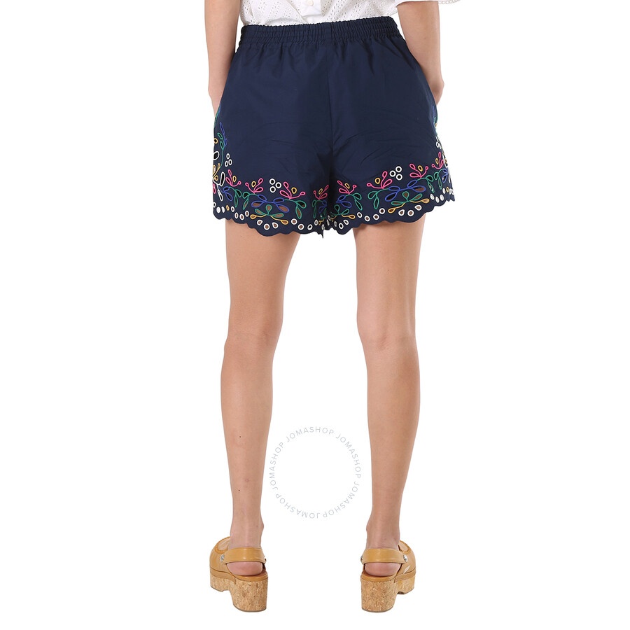 Chloe Ladies Multicolor Blue Embroidered Mini Shorts - 5