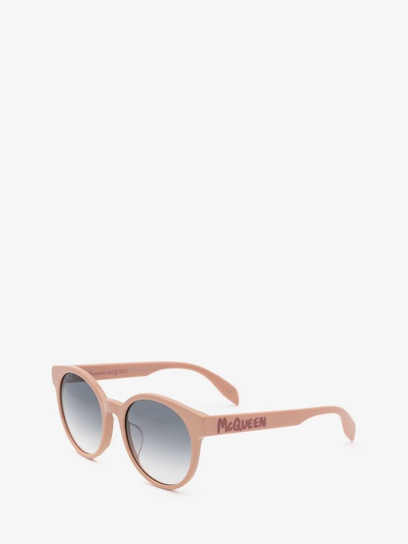Mcqueen Graffiti Round Sunglasses in Pink - 3