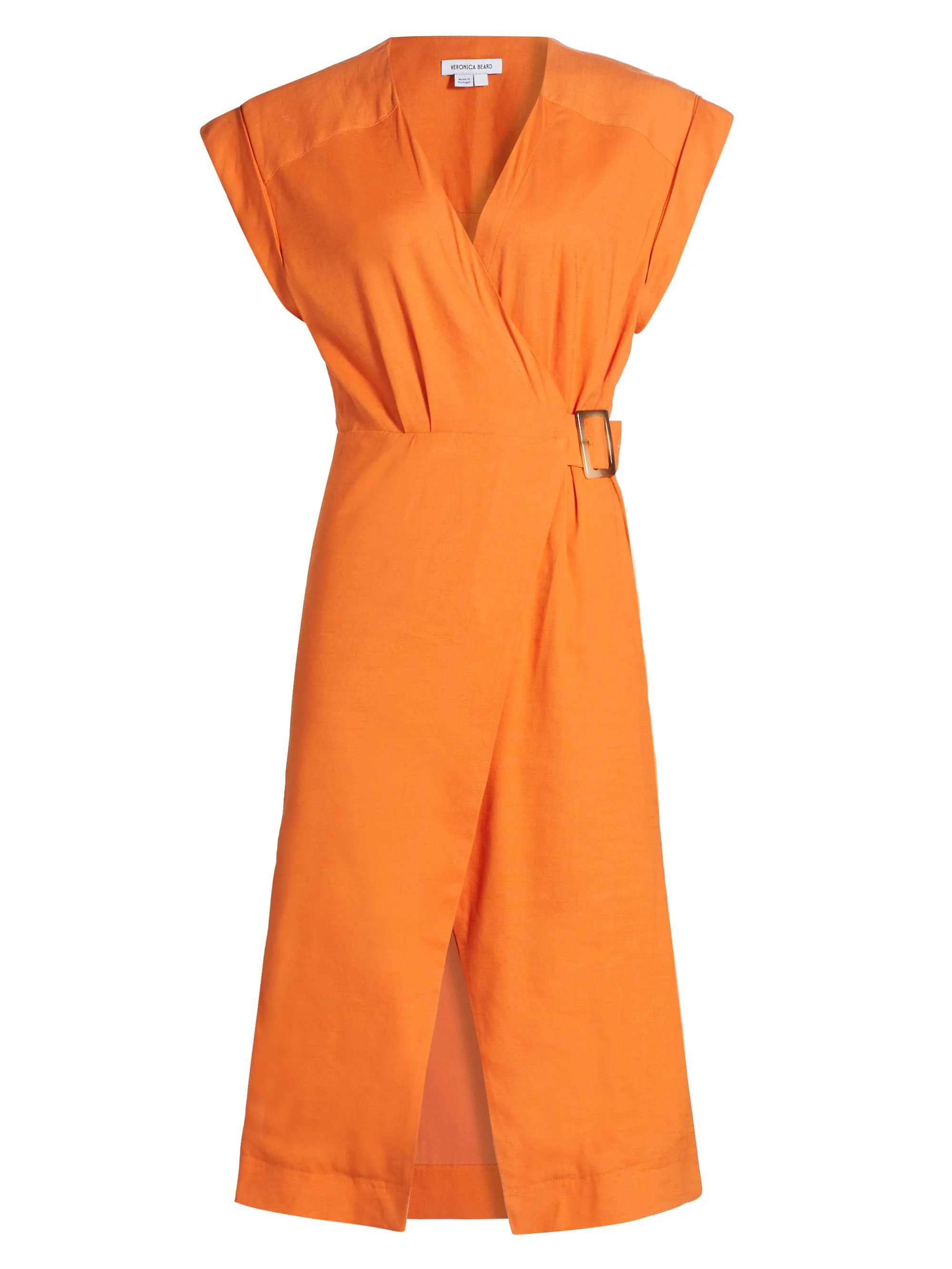 Women's Octavia Linen-Blend Wrap Midi-Dress - Orange - 1