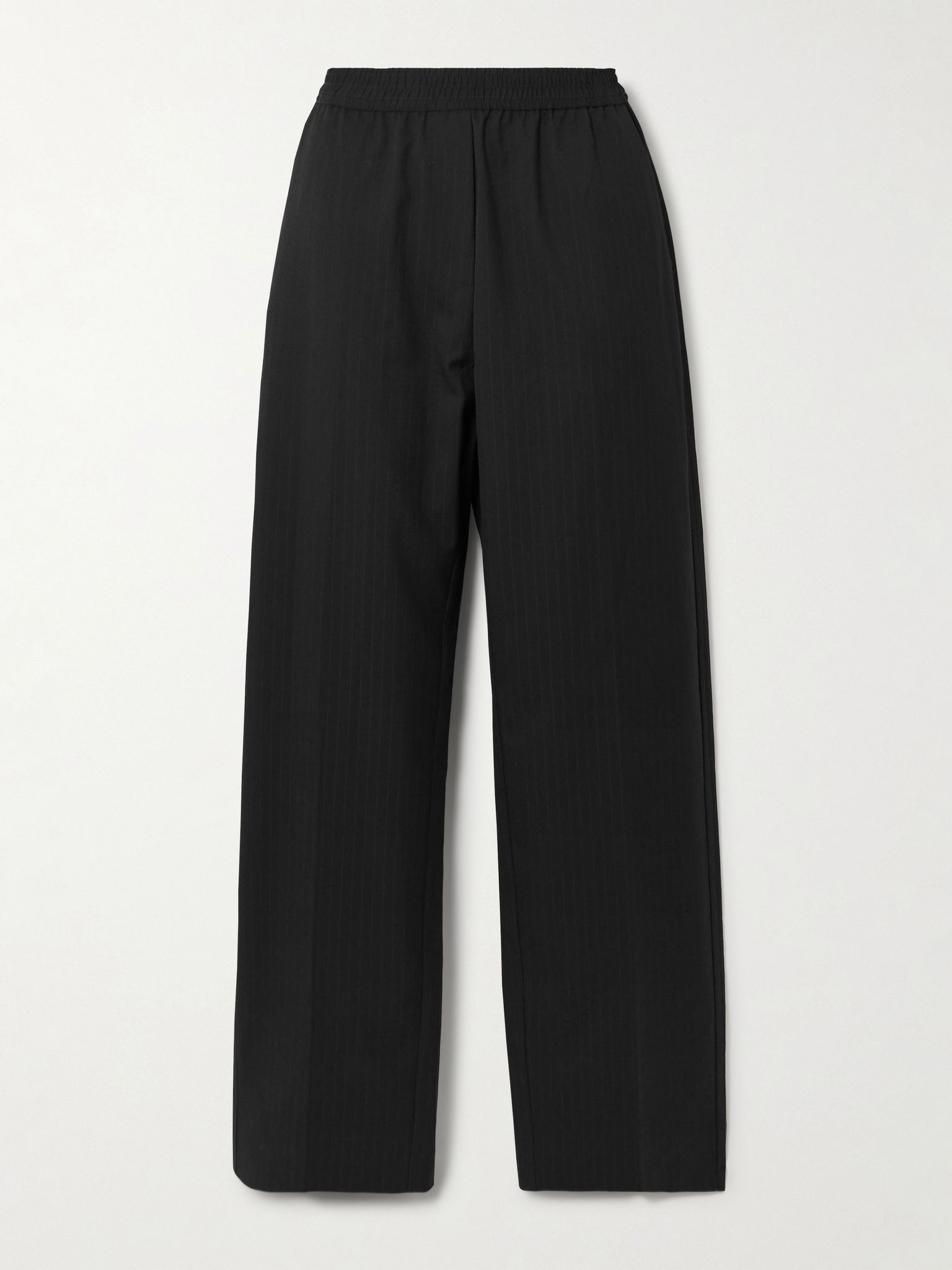 Pinstriped wool-blend twill wide-leg pants Black - 1