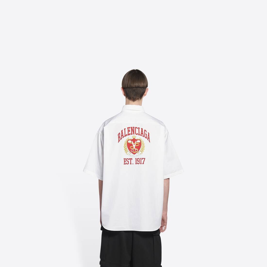 Men's College Large Fit Short Sleeve Shirt  in White - 3