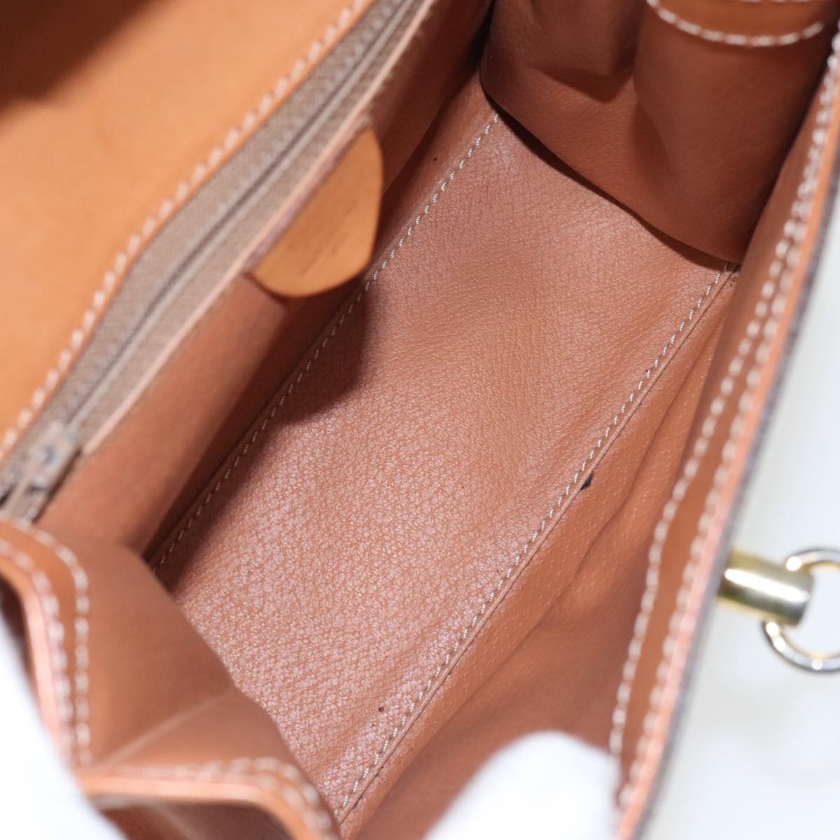 CELINE Macadam Canvas Hand Bag Pvc Leather Brown Gold - 11