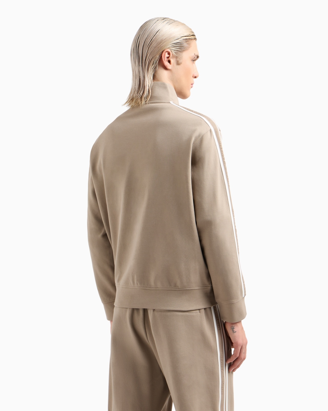 FULL-ZIP SWEATSHIRT IN JERSEY WITH LOGO BANDS - 3