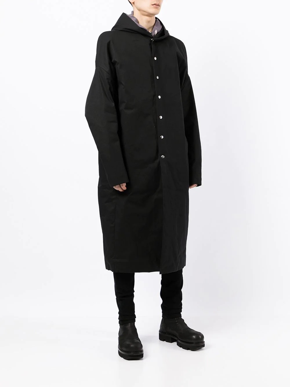 hooded button-down coat - 3