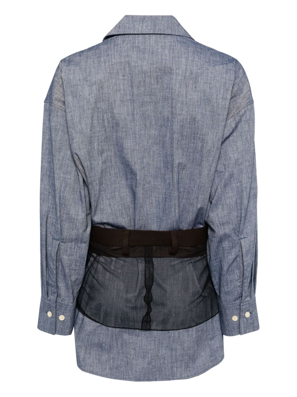 tulle layered camp collar shirt - 2