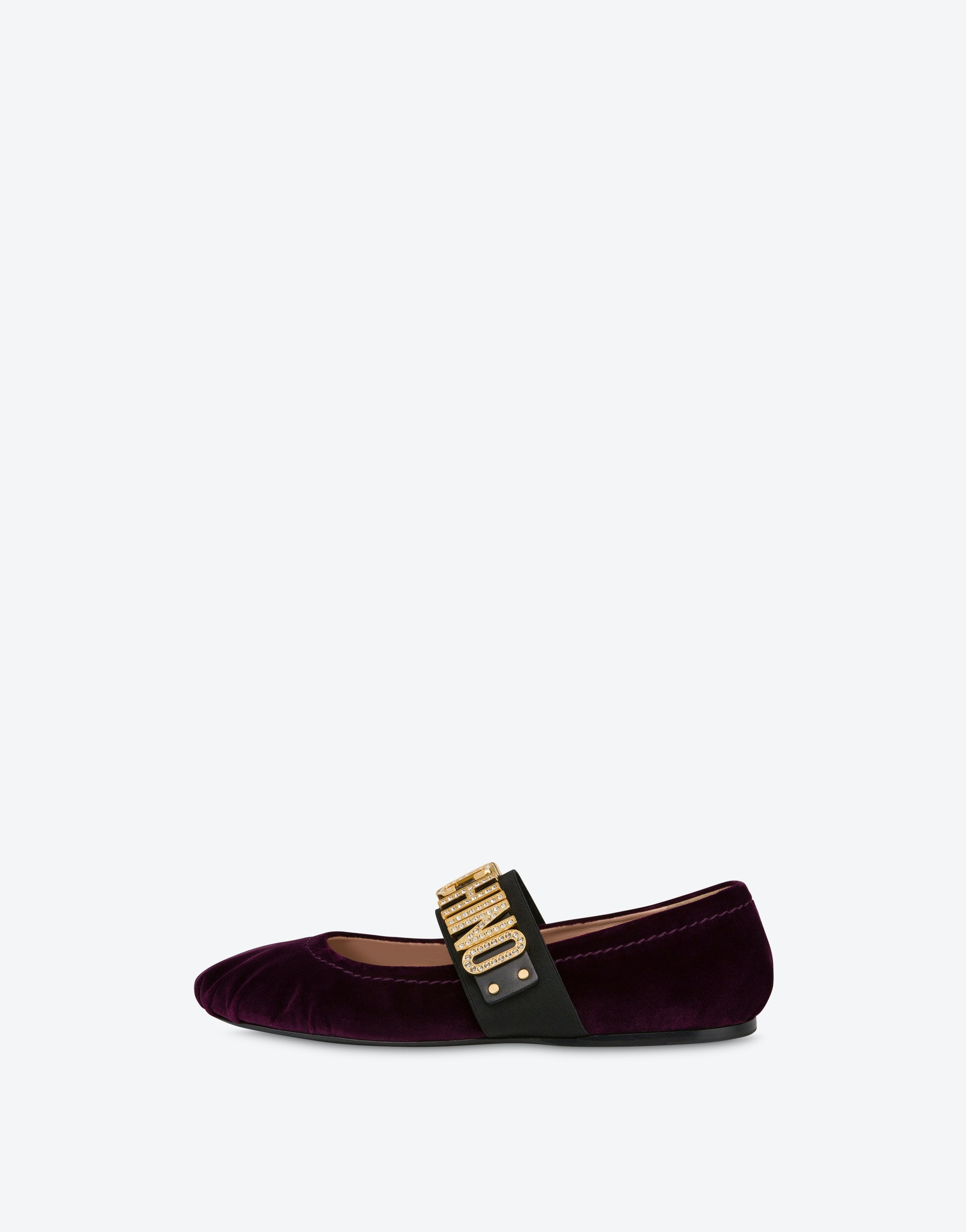 MAXI LETTERING VELVET BALLET FLATS - 2