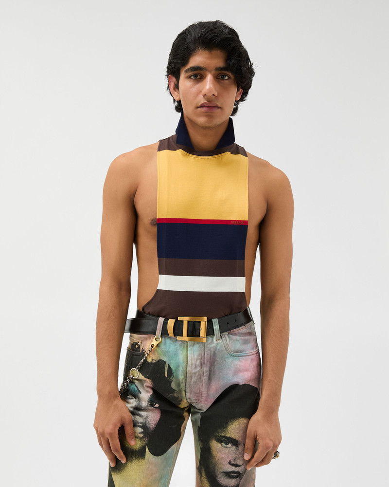 VERSACE Striped Cotton-Jersey Tank Top outlook