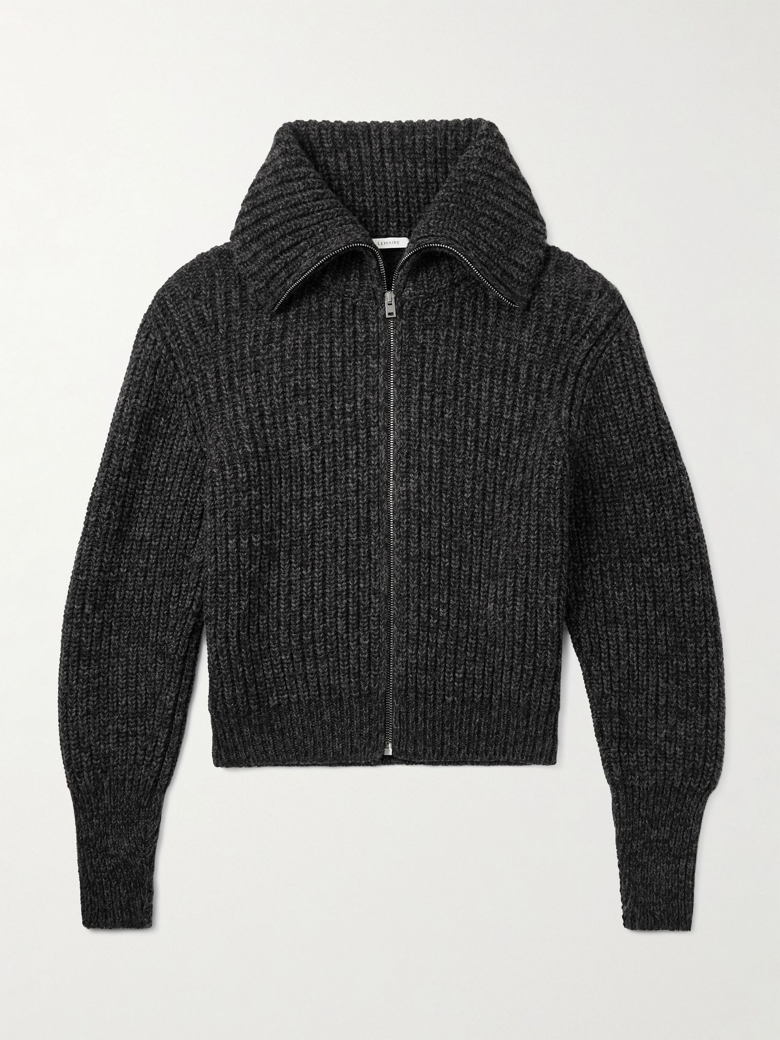 Ribbed Alpaca and Yak-Blend Cardigan Black - 1