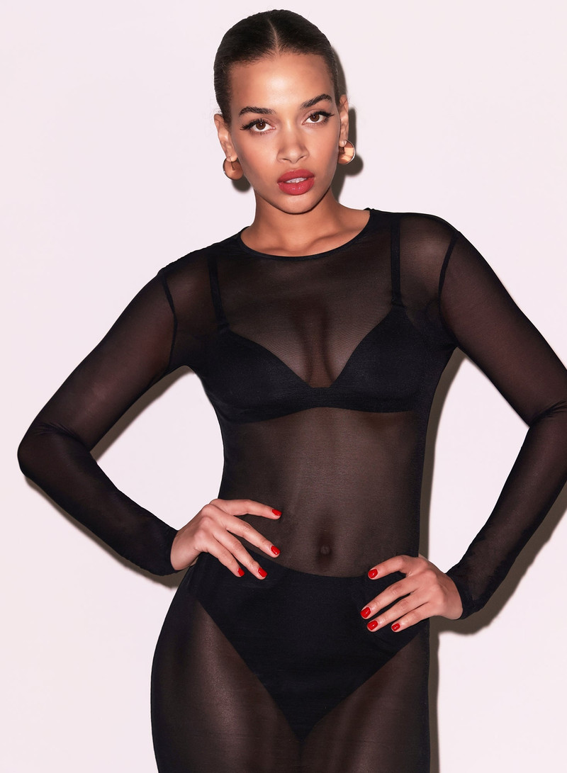 Fleur du Mal Mesh Long Sleeve Midi Dress outlook