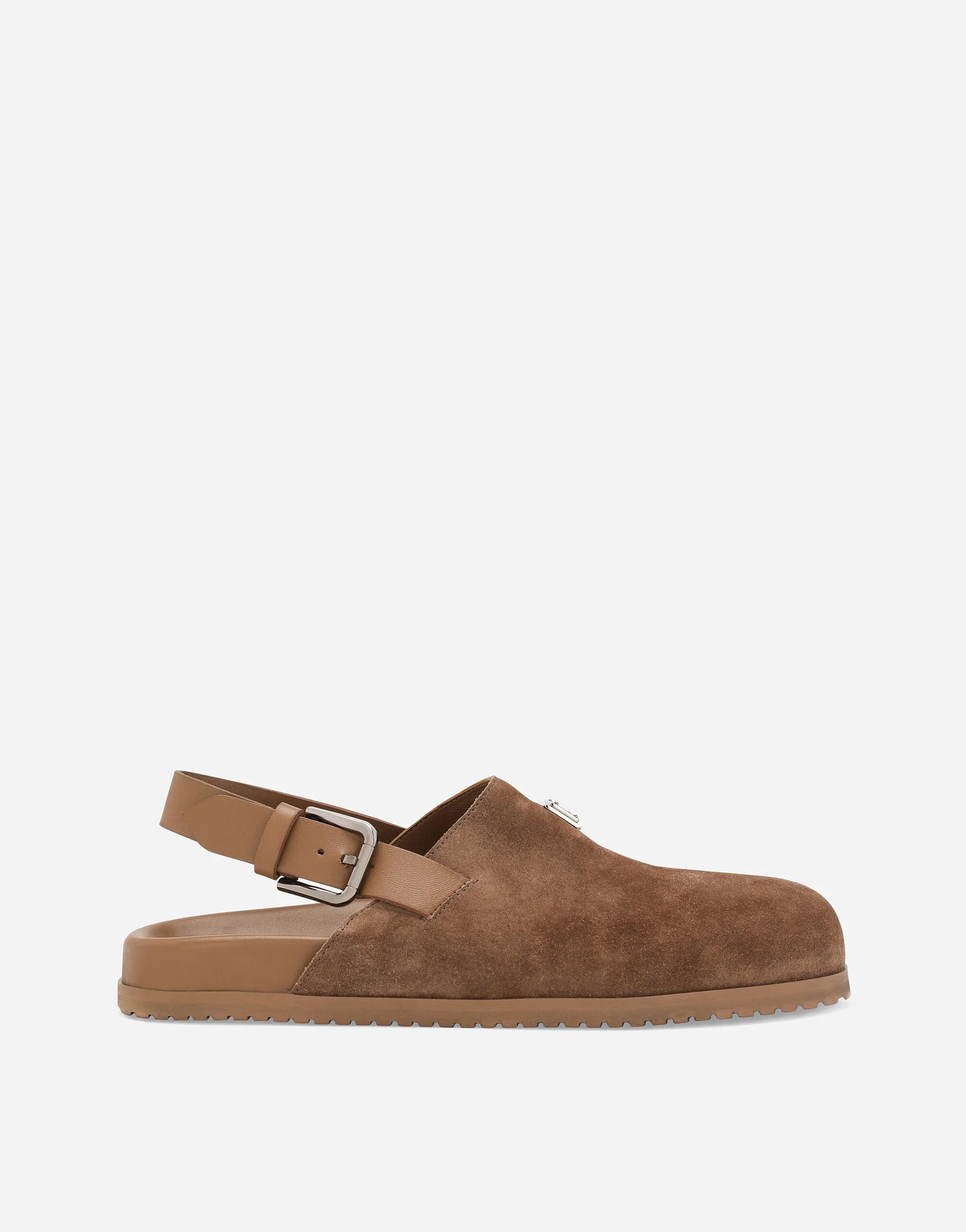 Suede mules with logo tag - 1