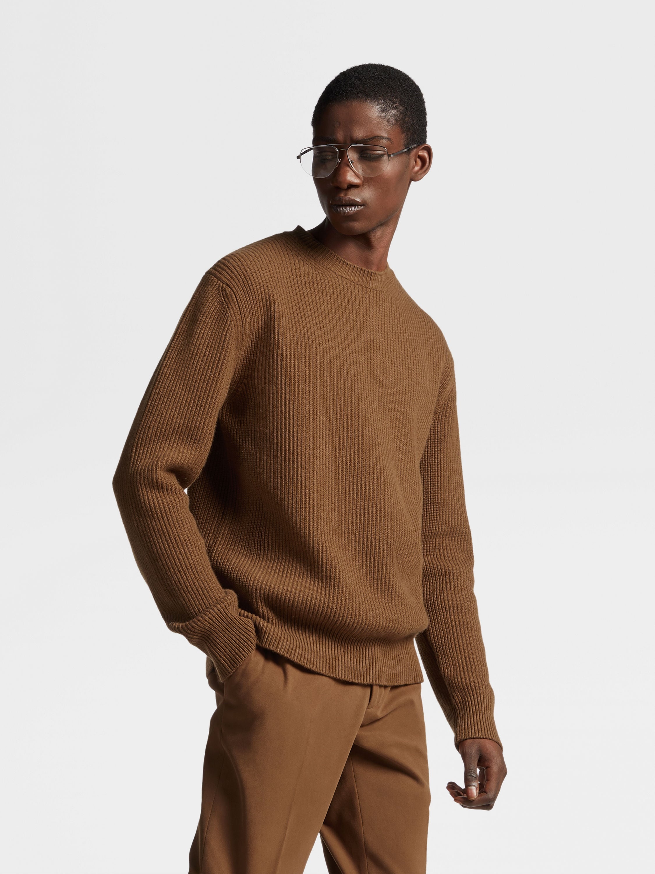 DARK FOLIAGE MÉLANGE OASI CASHMERE CREWNECK - 5