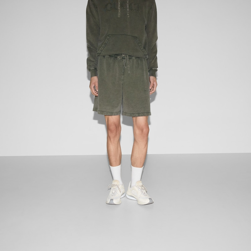 Embroidered cotton basketball shorts 3