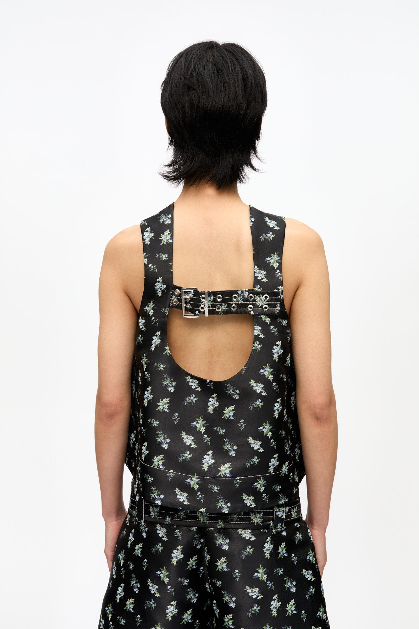 FLORAL JACQUARD SLEEVELESS TOP - 4
