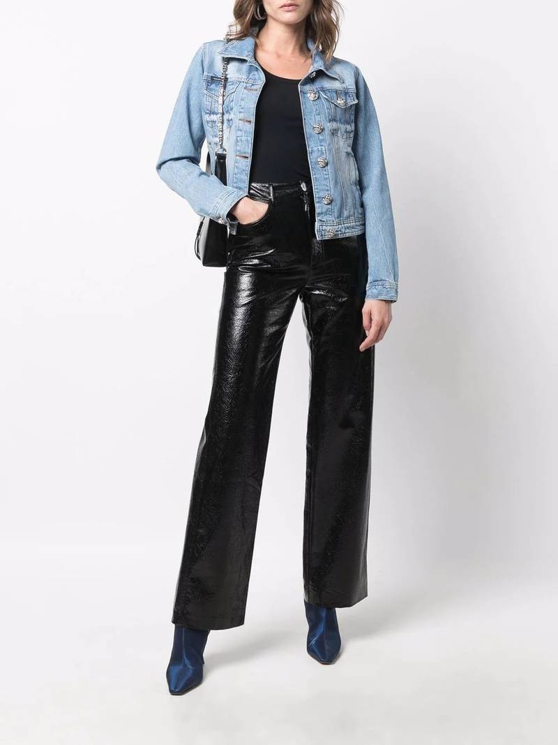 PHILIPP PLEIN logo-plaque denim jacket outlook