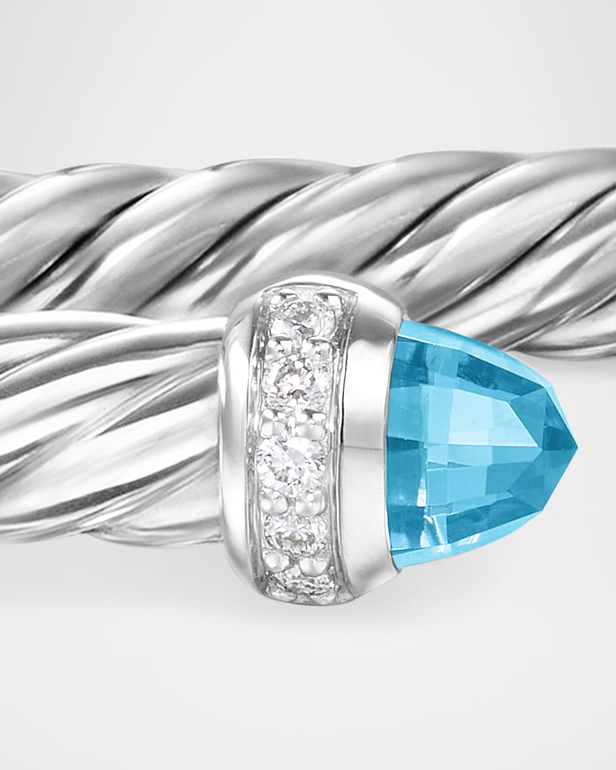 Modern Cable Flex Bracelet with Gemstones and Diamonds in Silver, 4mm - 4