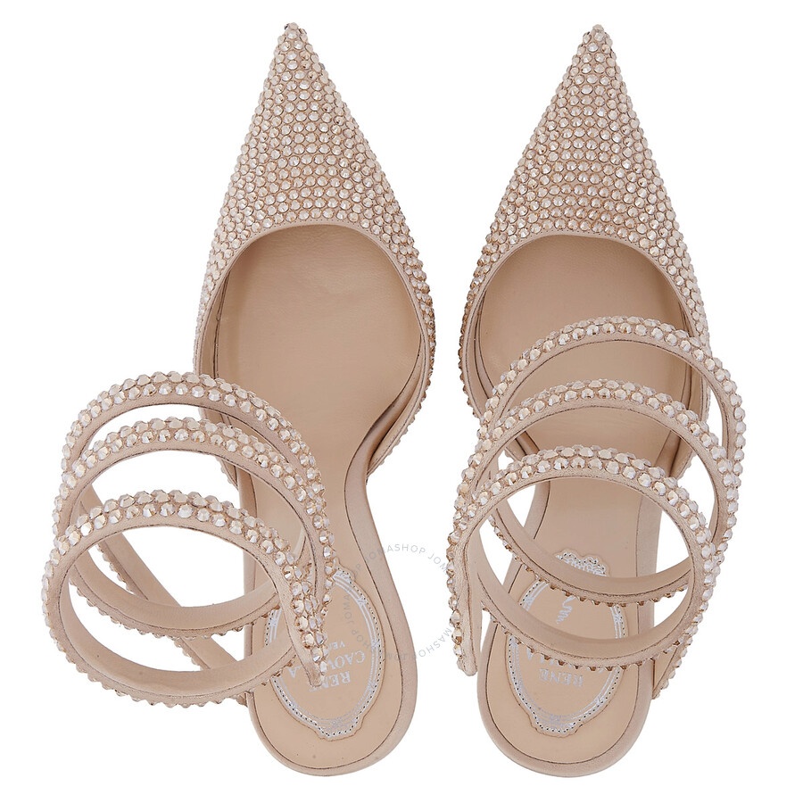 Rene Caovilla Cleo Gold Pump With Crystals - 3