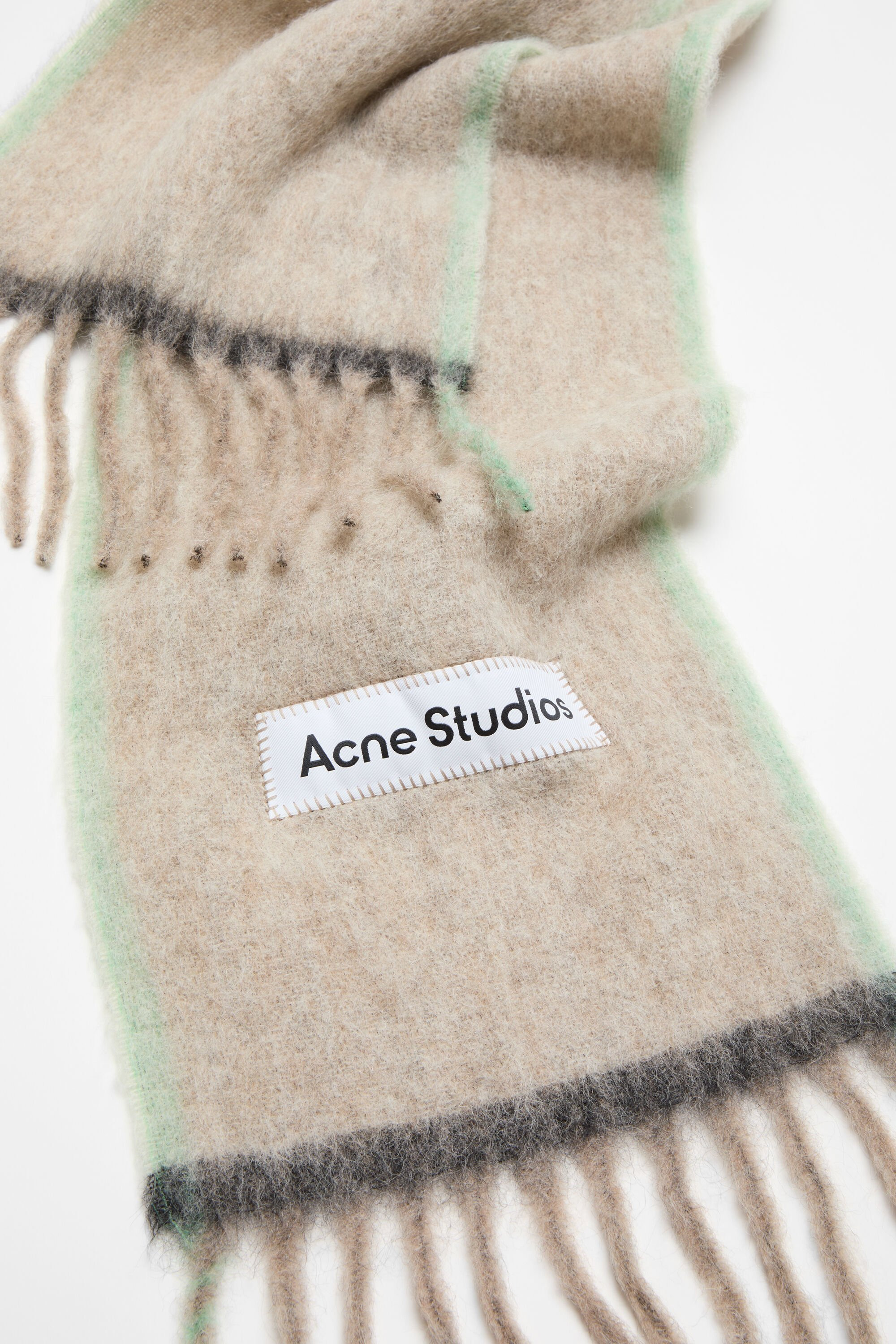 Wool mohair scarf - Narrow - Beige/grey - 4
