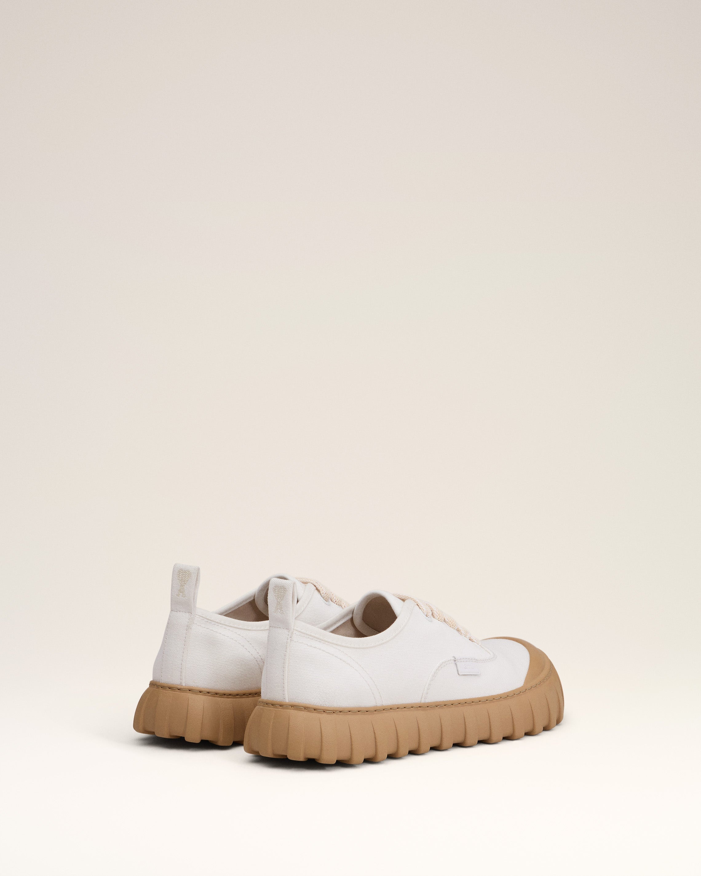 WHITE COTTON LOW TOP TEMPO CANVAS SNEAKERS - 4