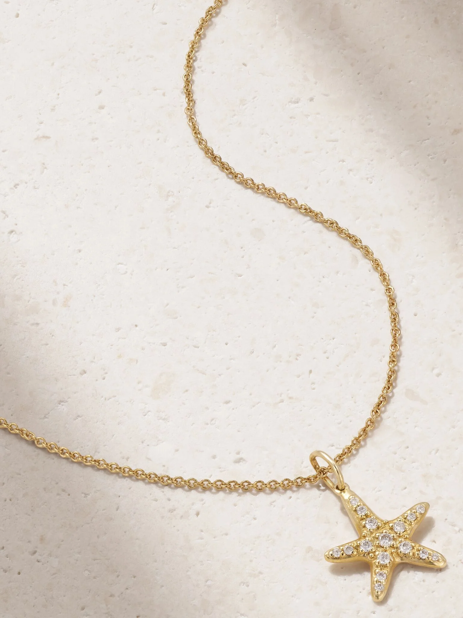Starfish 14-karat gold diamond necklace Gold - 1