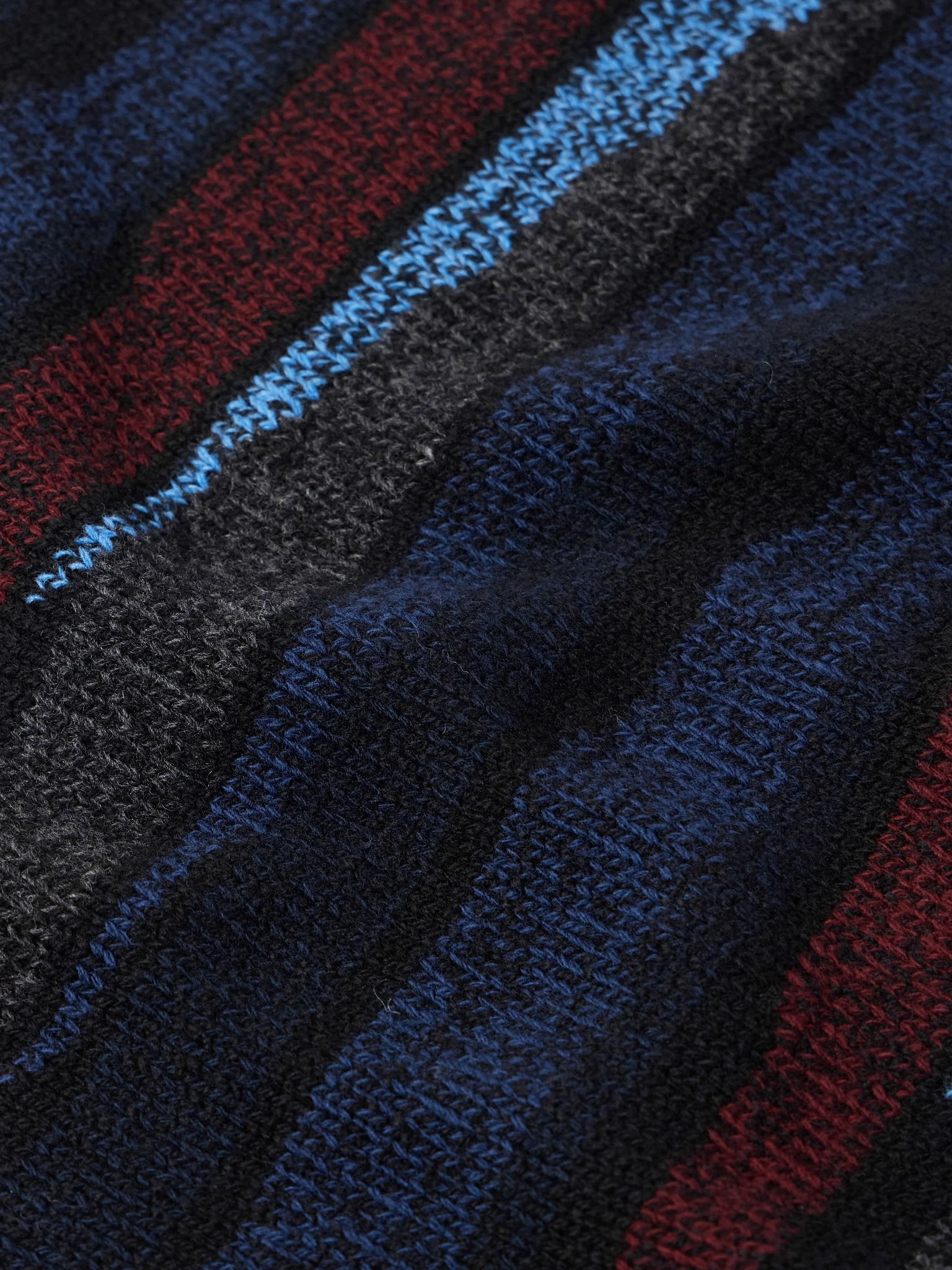 Intarsia Wool Sweater Navy - 4