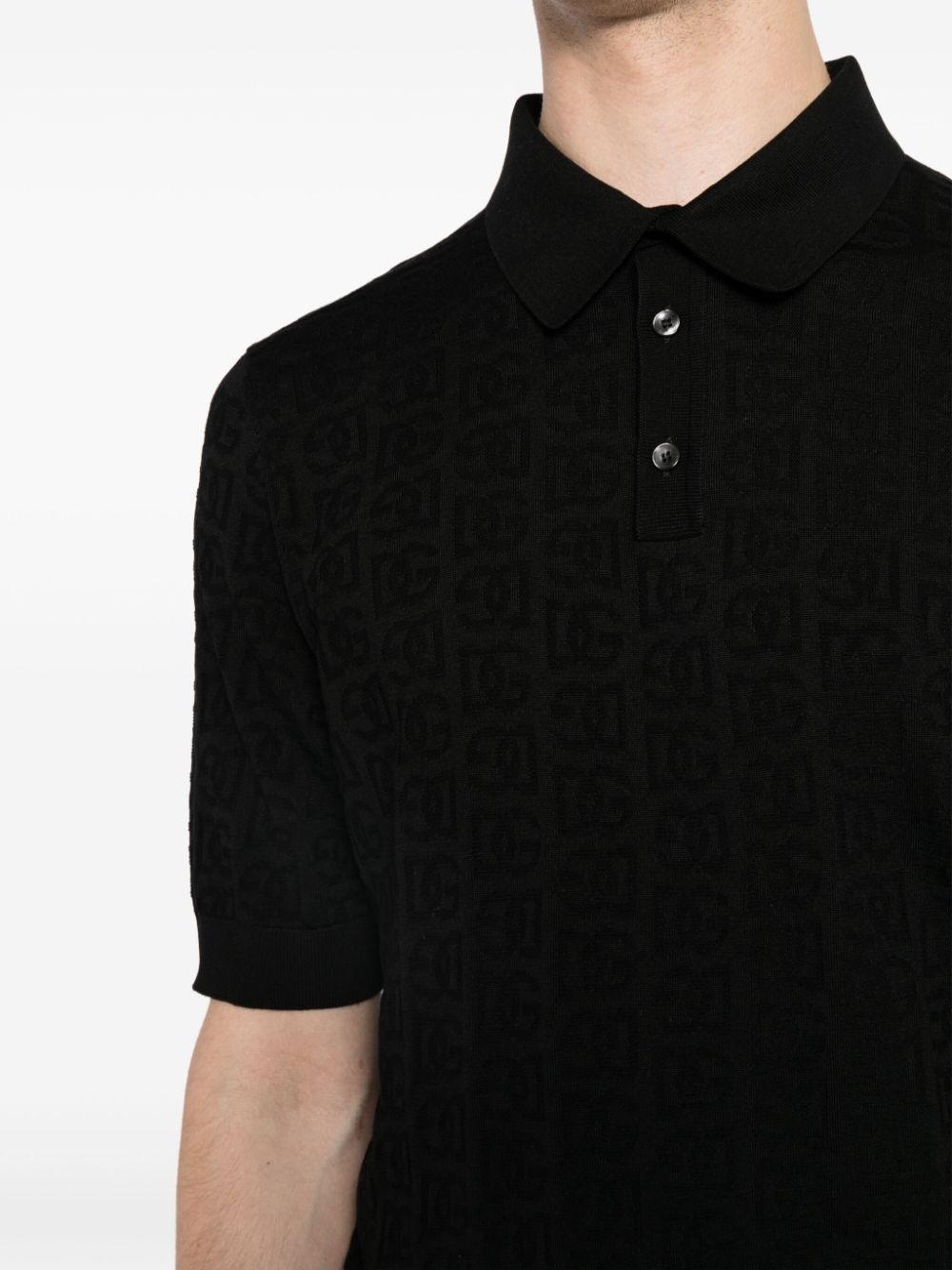 monogram-jacquard silk polo shirt - 5