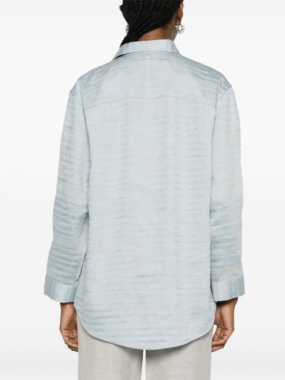 striped linen-blend shirt - 4