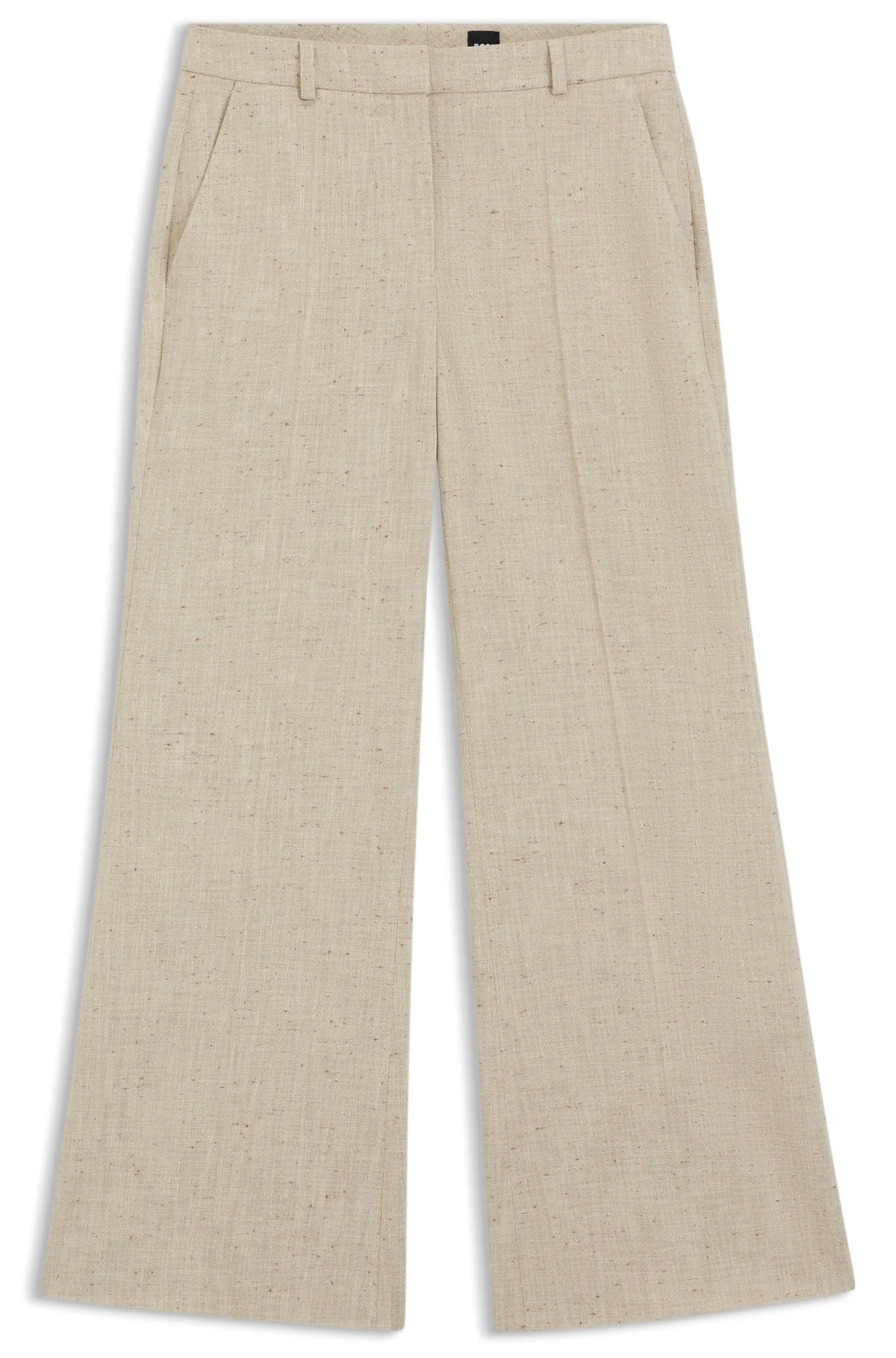 CROPPED FLARED-FIT PANTS IN A SLUB WEAVE - 1