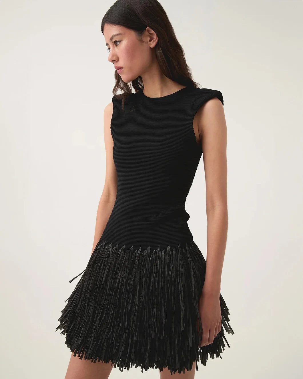 RUSHES RAFFIA KNIT MINI DRESS - 5