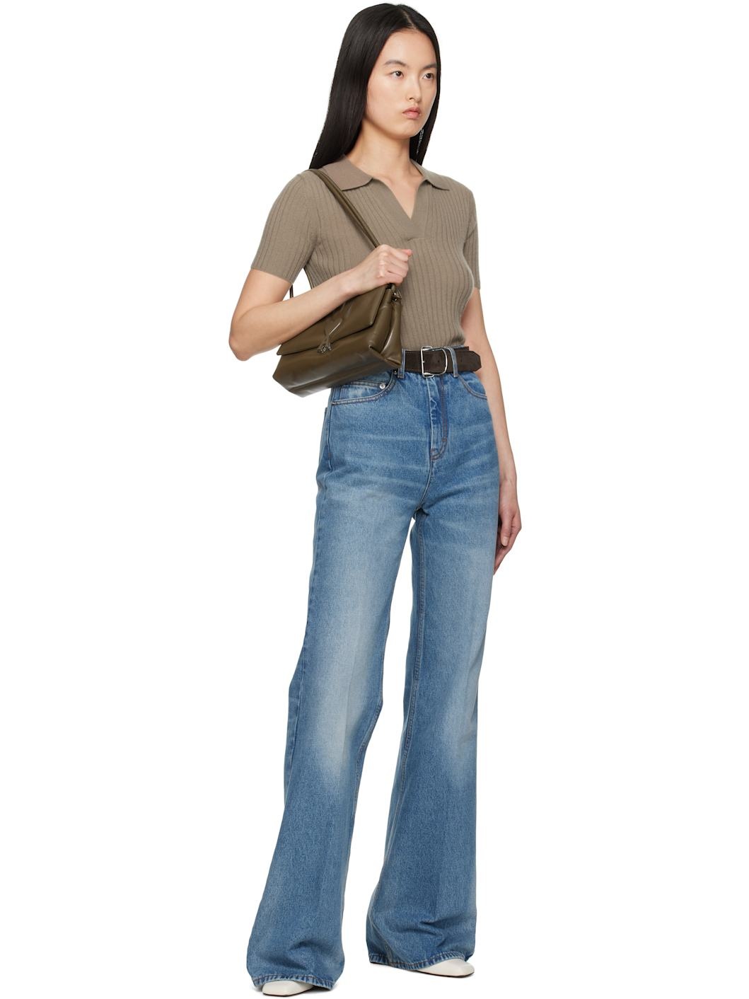 Blue Cotton Flare Fit Jeans - 5