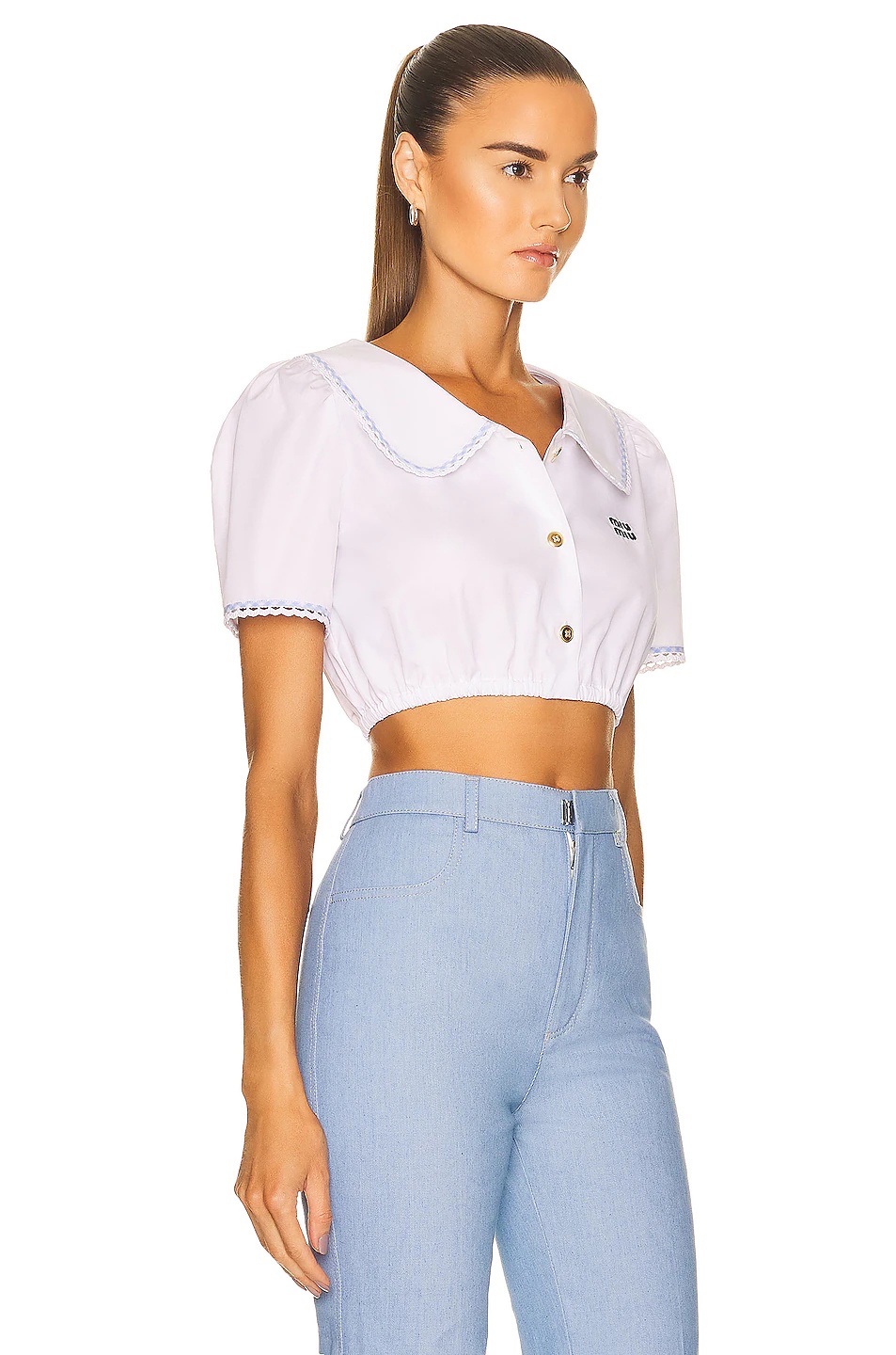 Cropped Collar Blouse - 2