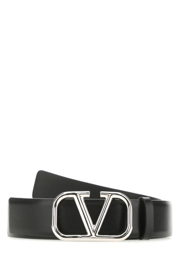 Valentino Garavani Man Black Leather Vlogo Belt - 1