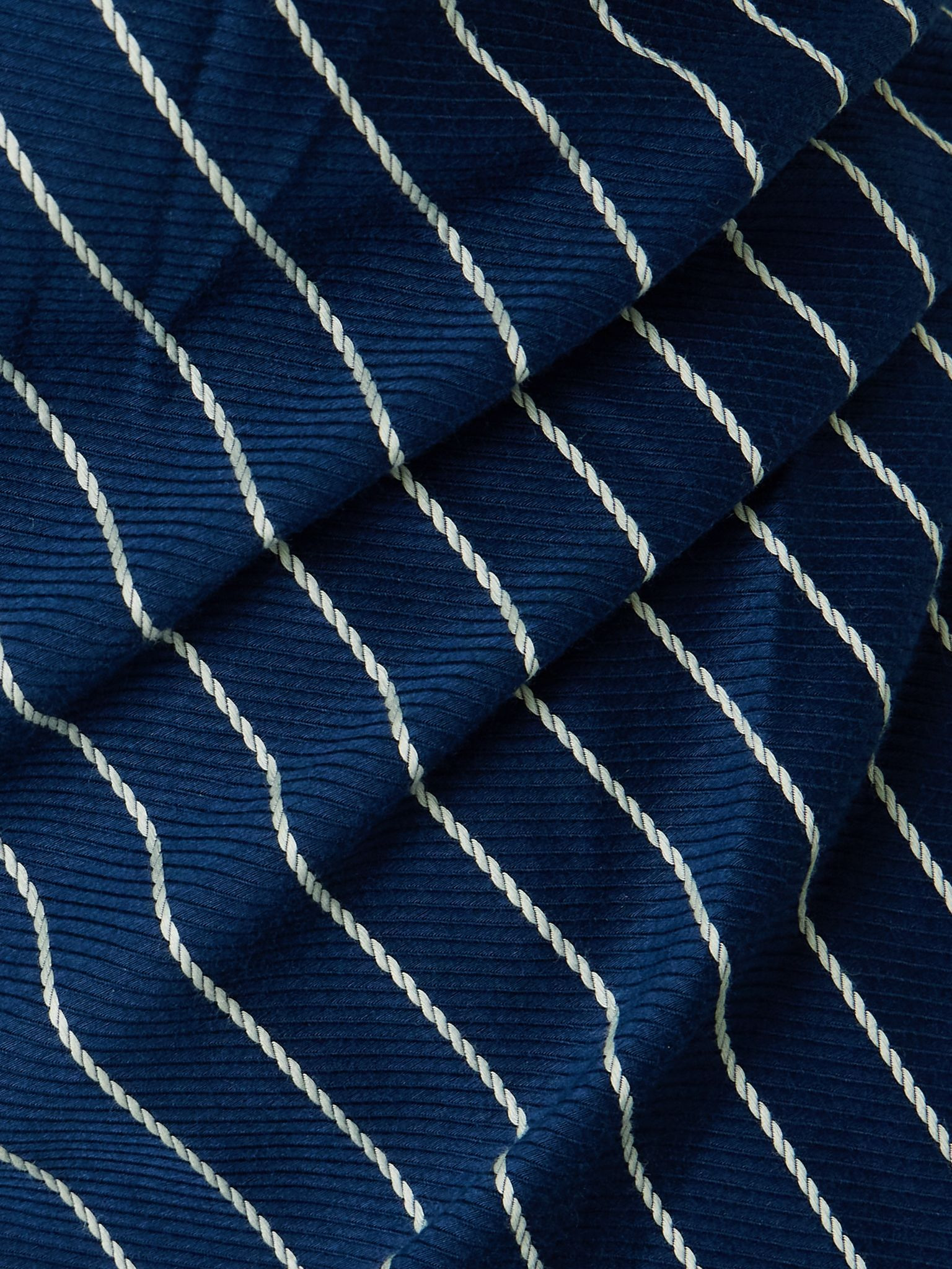 Britta striped gathered cotton-twill top Navy - 4