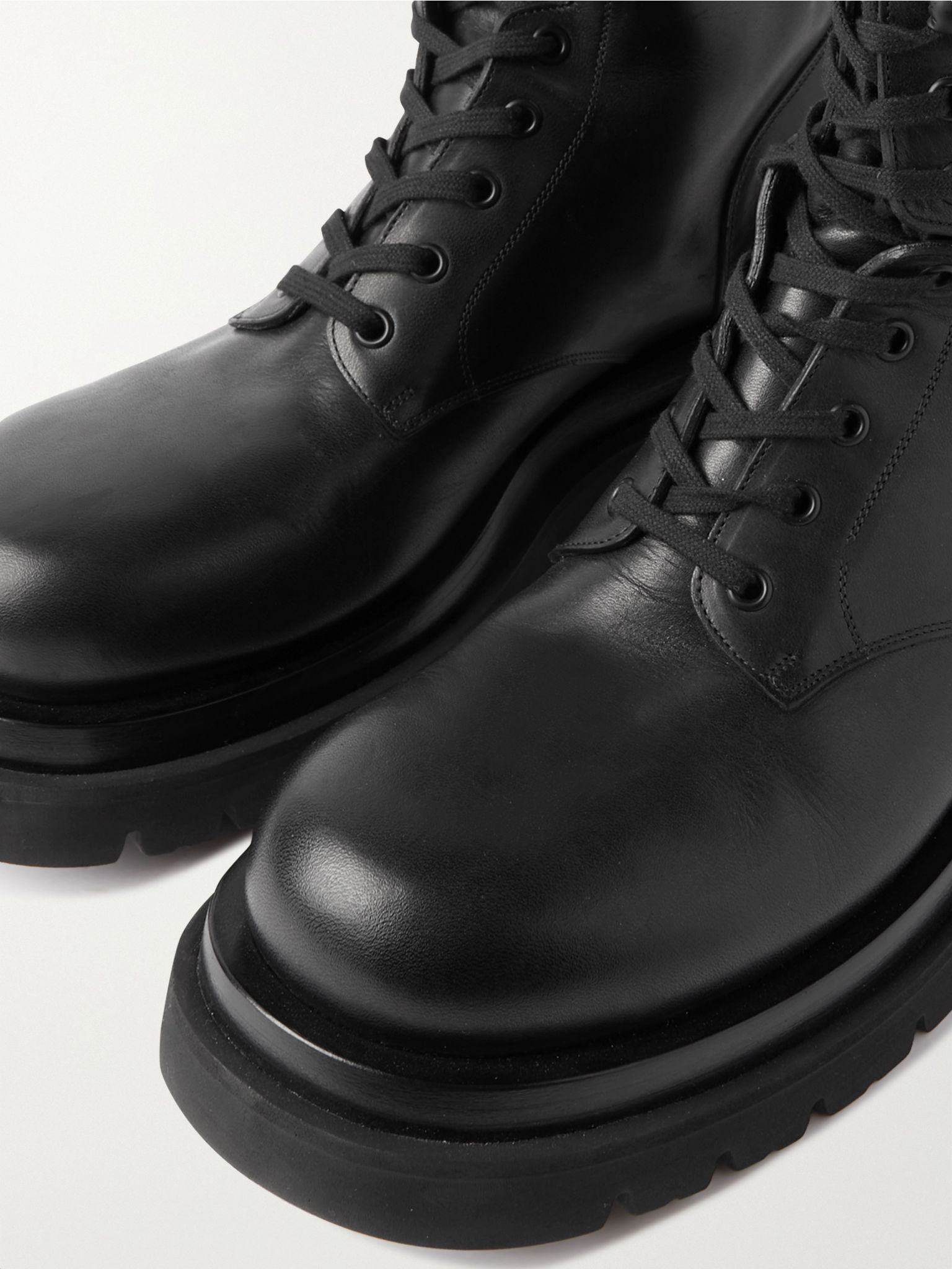 Lace-up leather ankle boots Black - 4