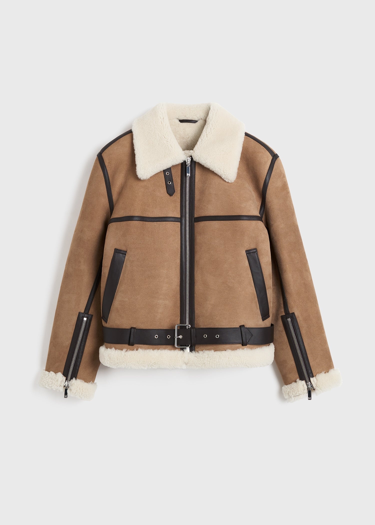 Shearling aviator jacket dark biscuit - 1