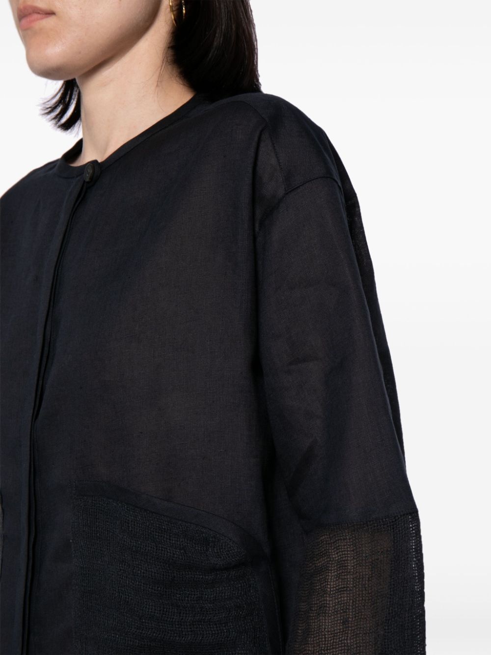 panelled linen blouse - 5