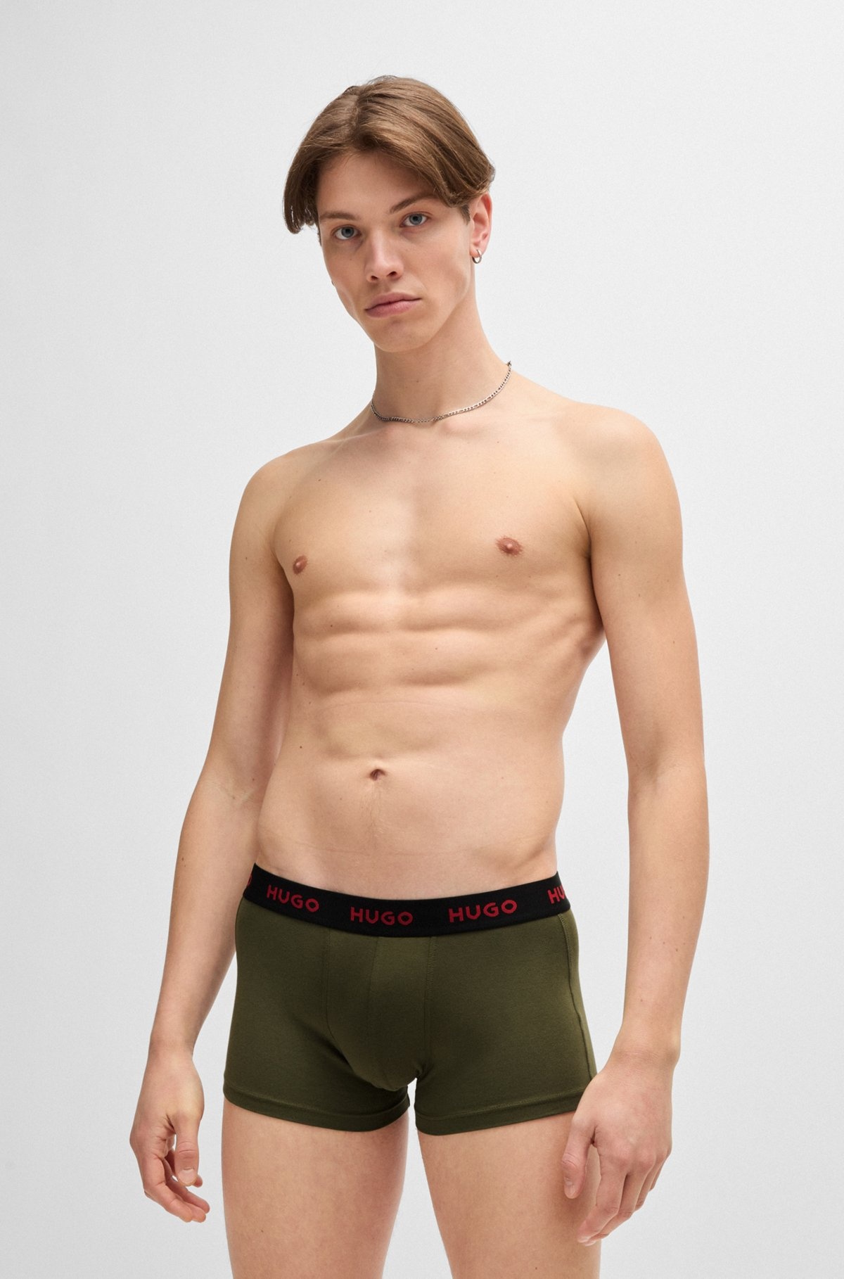 THREE-PACK OF STRETCH-COTTON TRUNKS WITH LOGO WAISTBANDS - 6