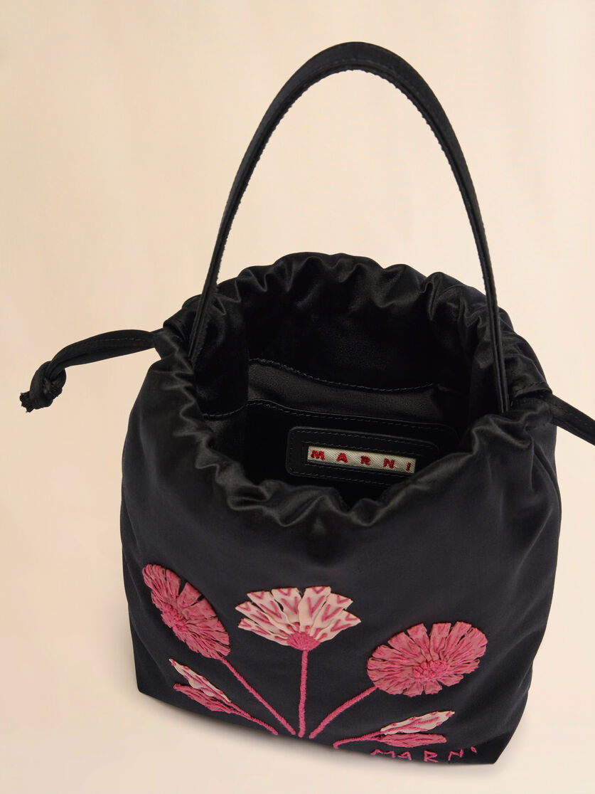 BLACK SATIN SCRUNCHIE SMALL DRAWSTRING BAG - 4
